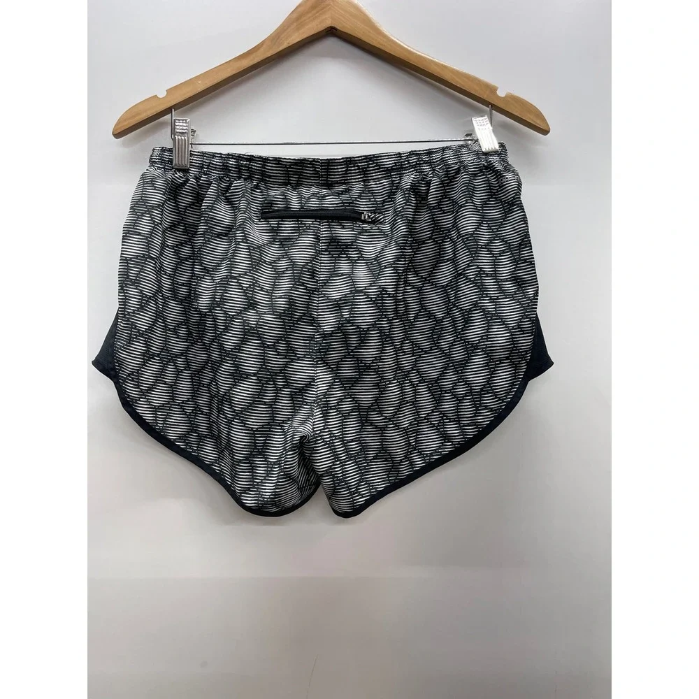 Nike Tempo Womens Running Shorts Black White Geometric Print Mesh Pocket M